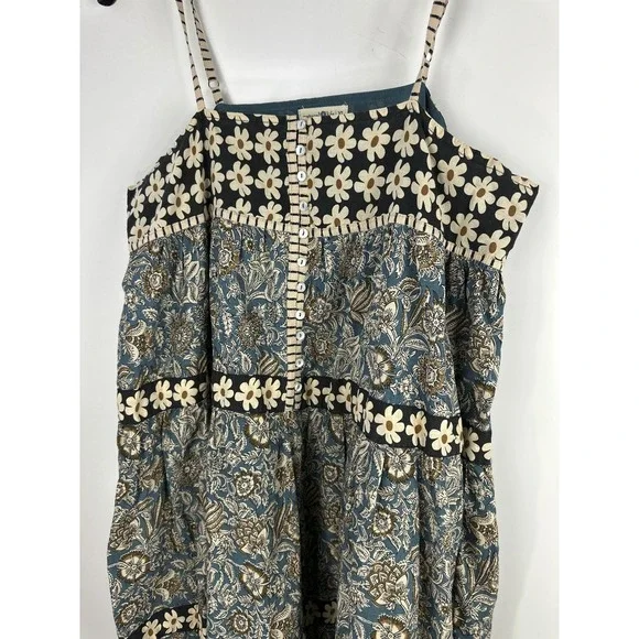 Natural Life Boho Floral Tiered Cotton Maxi Dress Button Front Midi Womens XL - Picture 3 of 14